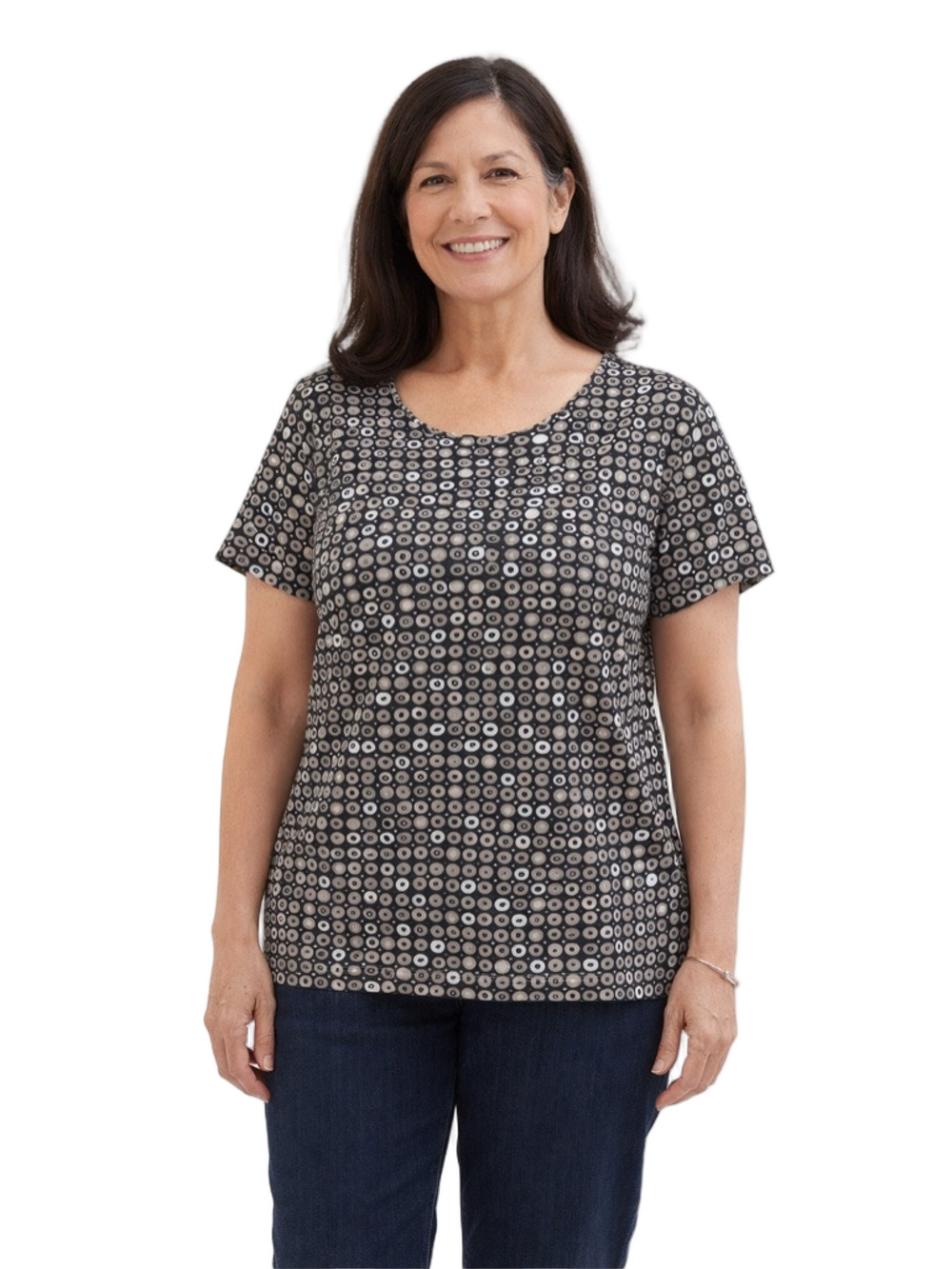 Croft & Barrow Black and White polka dot Print short sleeve Blouse